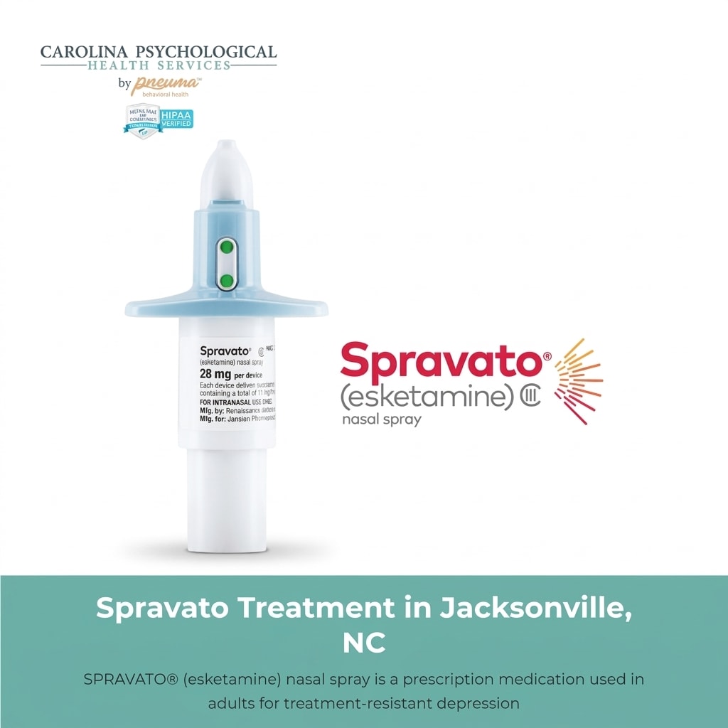 Spravato (esketamine) nasal spray treatment at Carolina Psychological Health Services in Jacksonville, NC